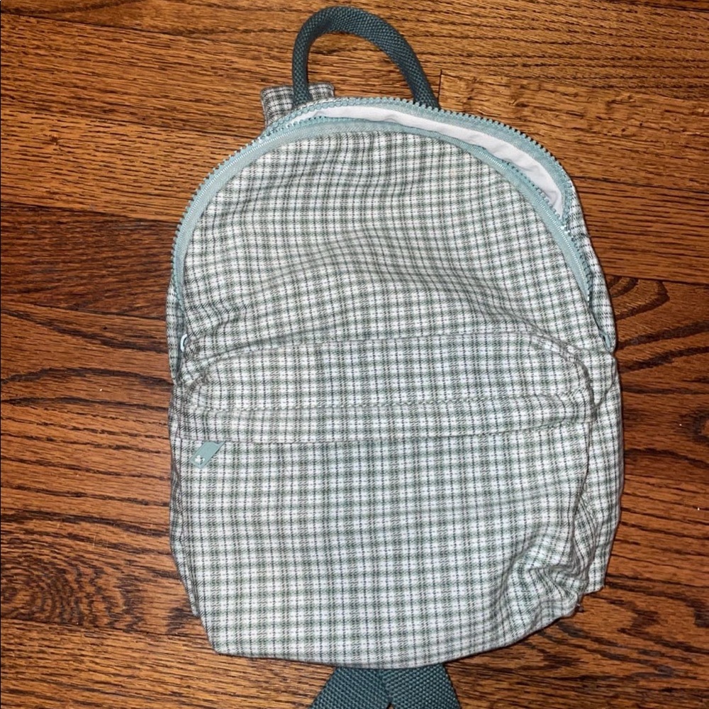 green and white plaid mini backpack